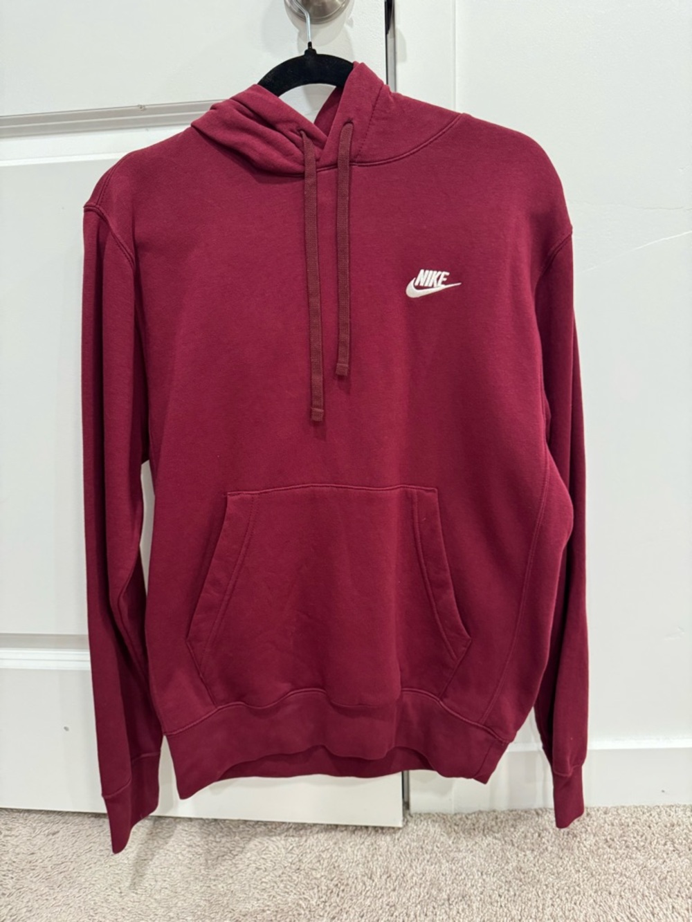 Nike Maroon Hoodie with Small Swoosh Logo